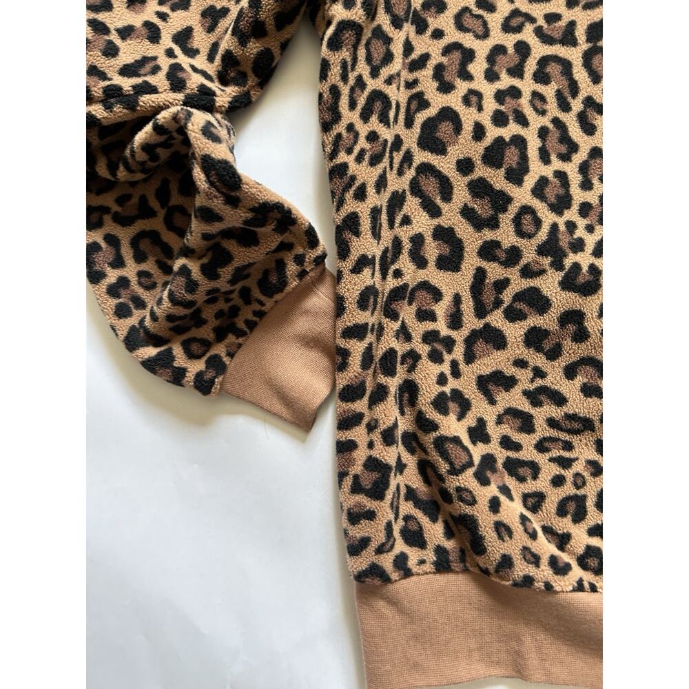 Nike Leopard Print Sweatshirt Women Small Brown Crewneck Fleece Pullover - Picture 6 of 12